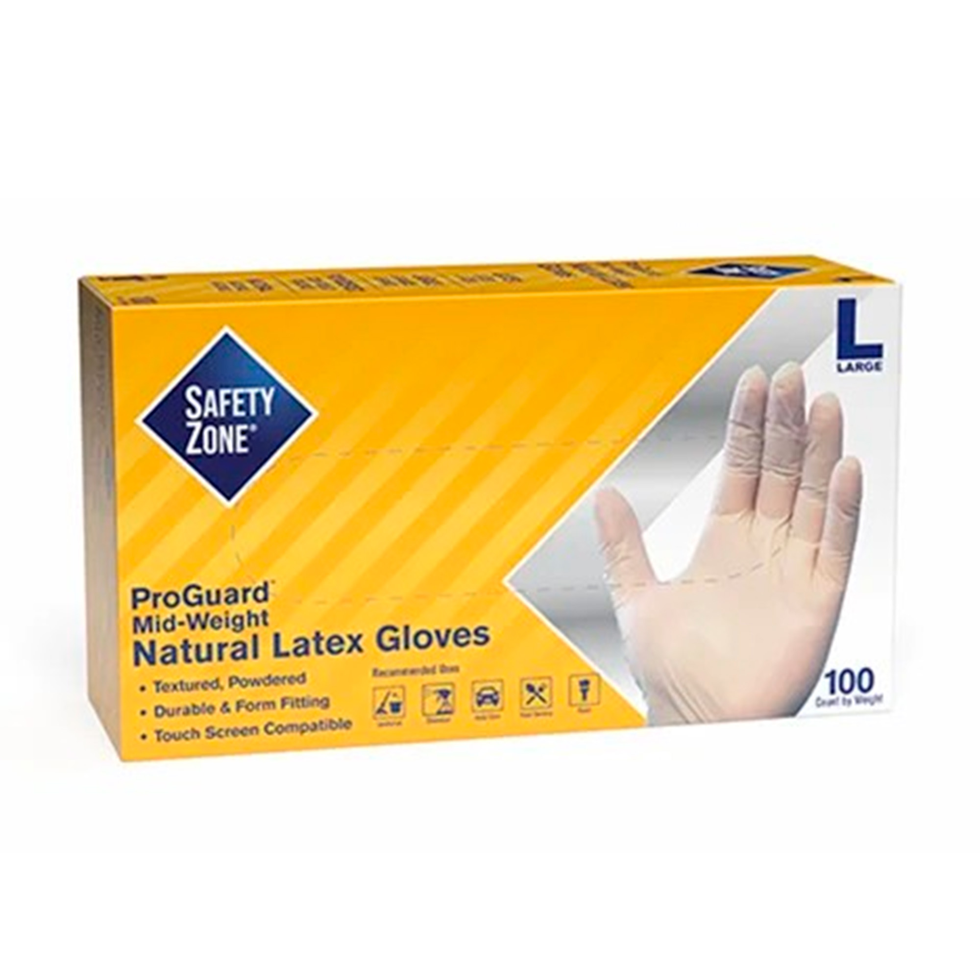 Guante Desechable de Látex Natural, GL002, The Safety Zone®, ambidiestro con polvo - Imagen 2
