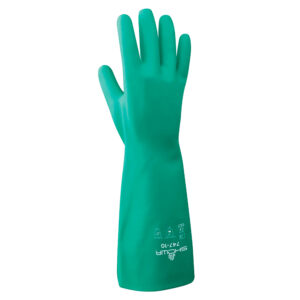 Guante de Protección Química de Nitrilo con Puño Largo, 747, Showa, 19"